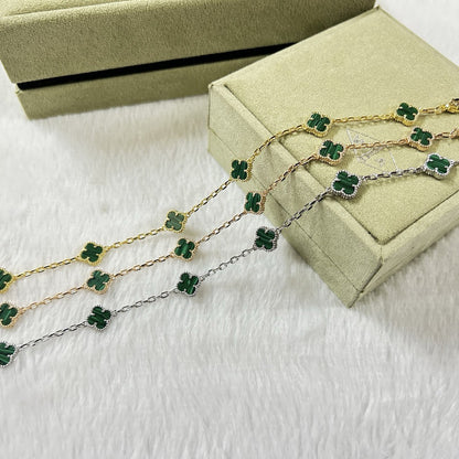 [CharmAmor]CLOVER 6 MOTIF MALACHITE BRACELET