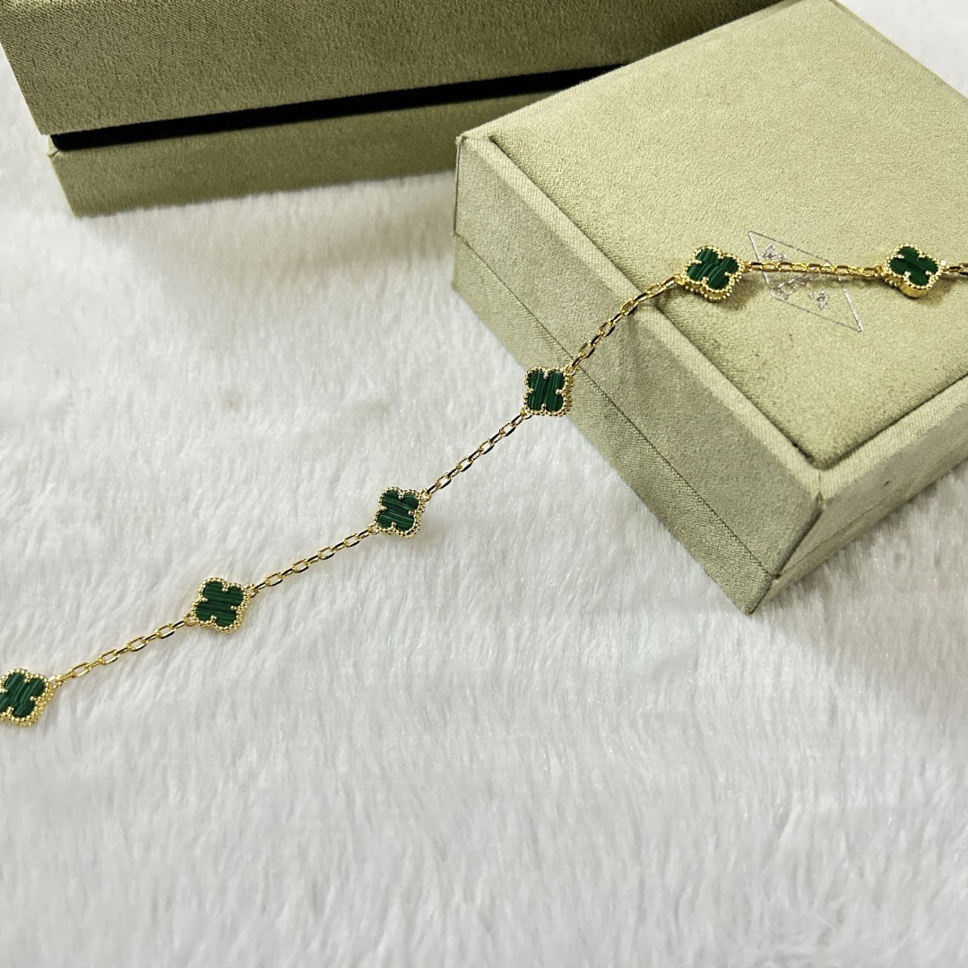 [CharmAmor]CLOVER 6 MOTIF MALACHITE BRACELET