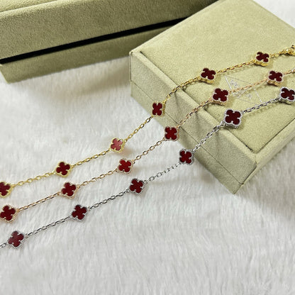[CharmAmor]CLOVER 6 MOTIF RED AGATE BRACELET