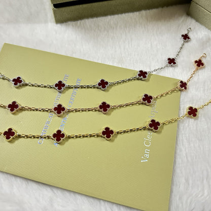 [CharmAmor]CLOVER 6 MOTIF RED AGATE BRACELET