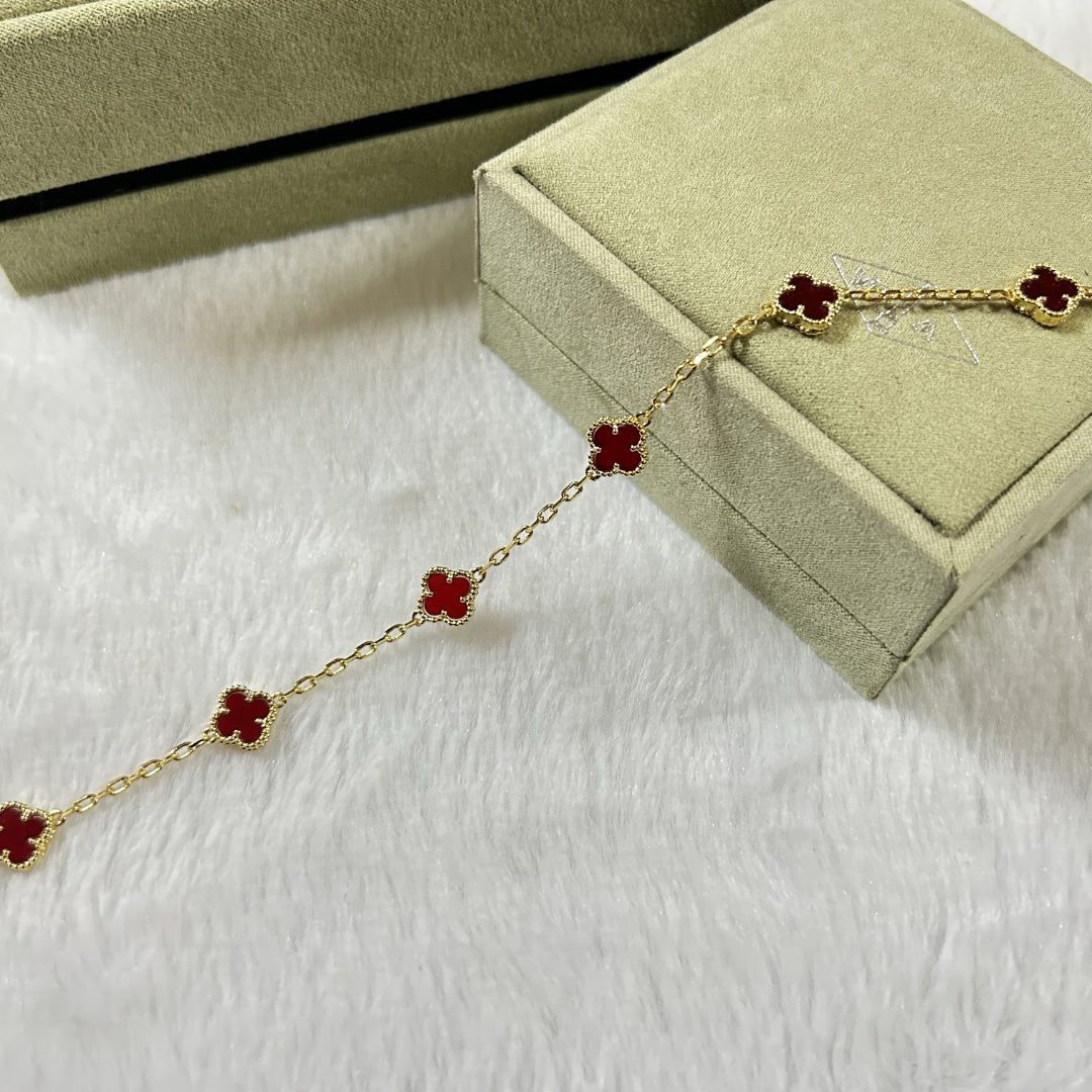 [CharmAmor]CLOVER 6 MOTIF RED AGATE BRACELET