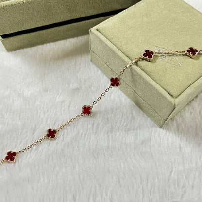[CharmAmor]CLOVER 6 MOTIF RED AGATE BRACELET