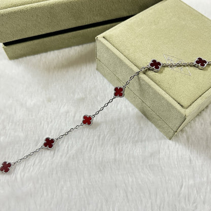 [CharmAmor]CLOVER 6 MOTIF RED AGATE BRACELET