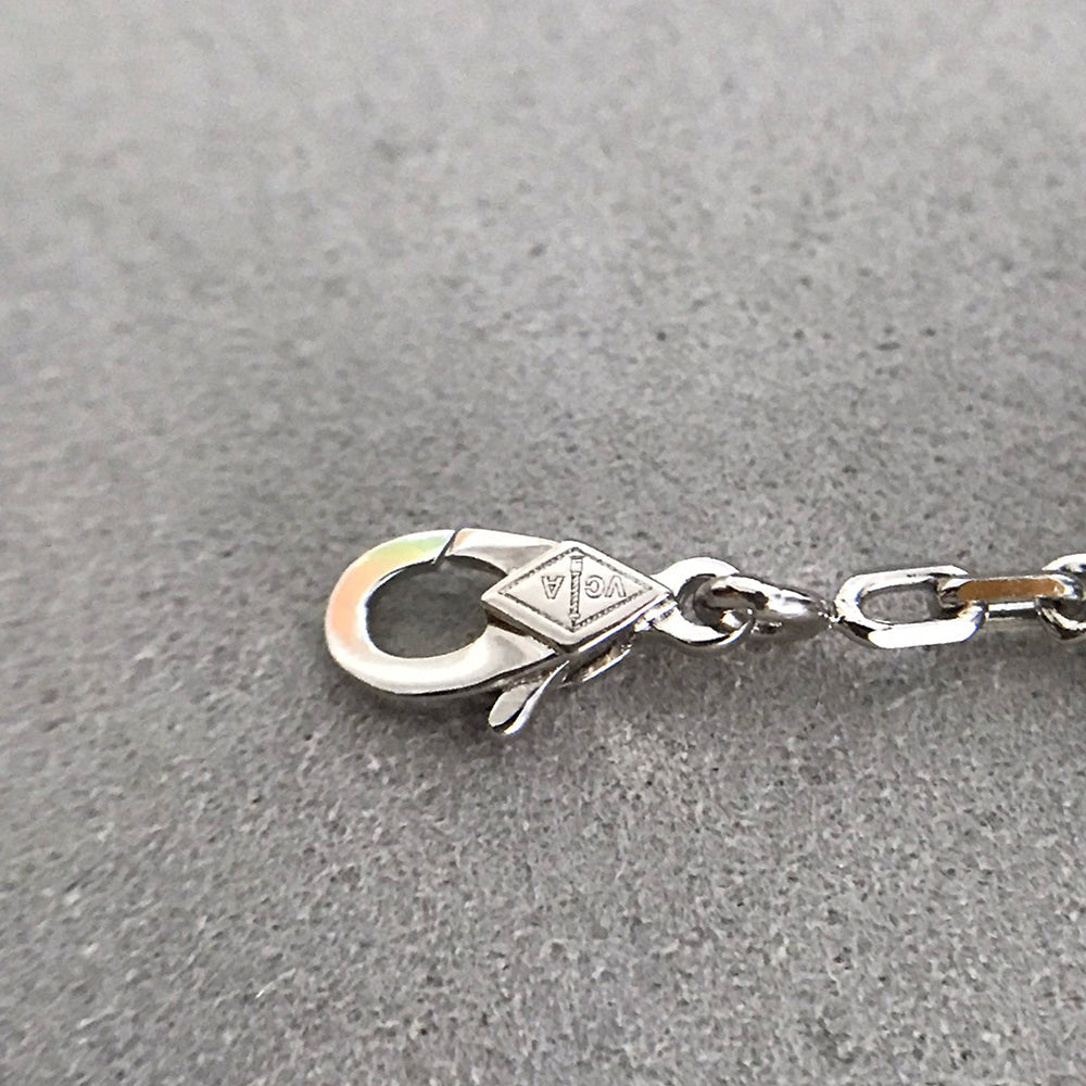 [CharmAmor]CLOVER 5 MOTIF ONYXS DIAMOND BRACELET SILVER