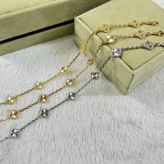 [Charm&Aquarius]CLOVER 6 MOTIF DIAMOND BRACELET