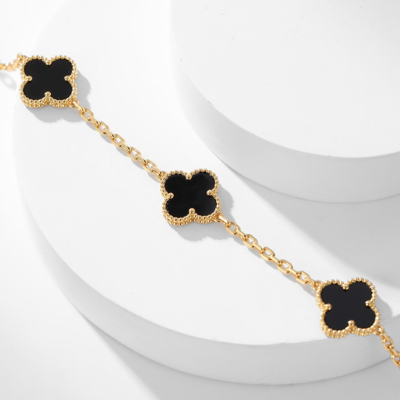 [CharmAmor]CLOVER 10 MOTIFS ONYX NECKLACE