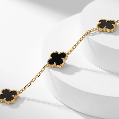 [CharmAmor]CLOVER 10 MOTIFS ONYX NECKLACE