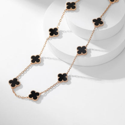 [CharmAmor]CLOVER 10 MOTIFS ONYX NECKLACE