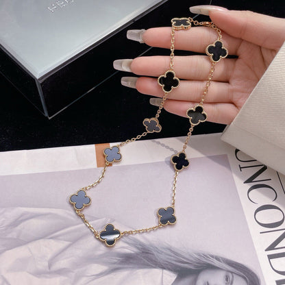 [CharmAmor]CLOVER 10 MOTIFS ONYX NECKLACE