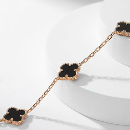 [CharmAmor]CLOVER 10 MOTIFS ONYX NECKLACE