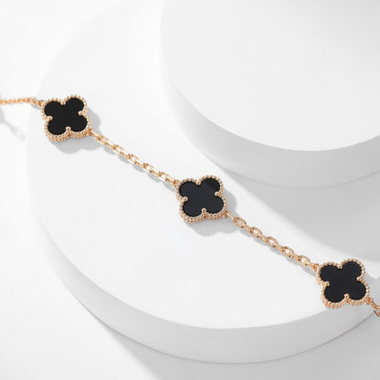 [CharmAmor]CLOVER 10 MOTIFS ONYX NECKLACE