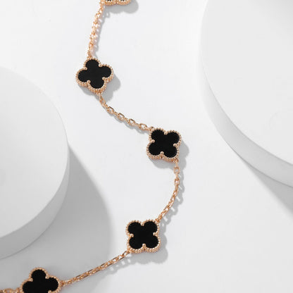 [CharmAmor]CLOVER 10 MOTIFS ONYX NECKLACE