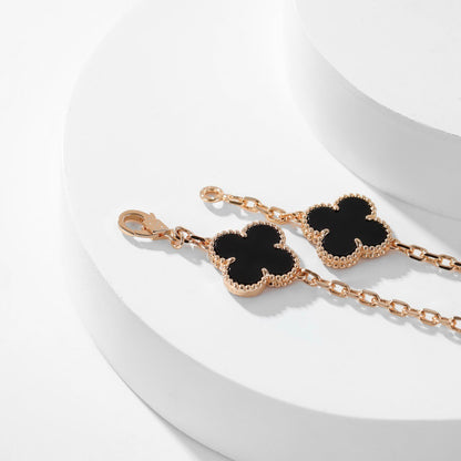 [CharmAmor]CLOVER 10 MOTIFS ONYX NECKLACE