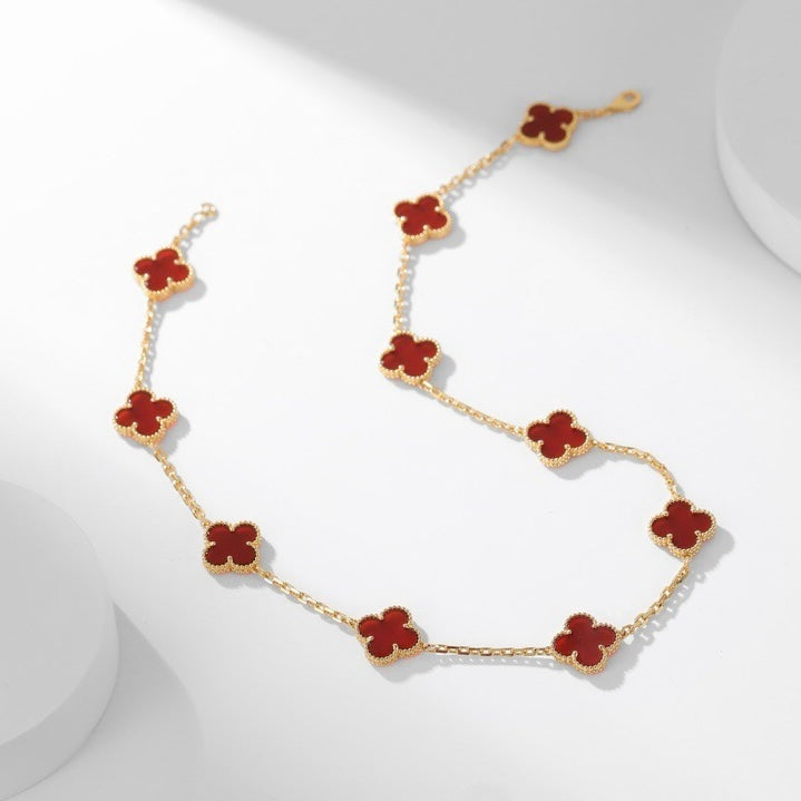 [CharmAmor]CLOVER 10 MOTIFS CARNELIAN NECKLACE