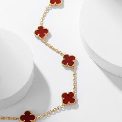 [CharmAmor]CLOVER 10 MOTIFS CARNELIAN NECKLACE