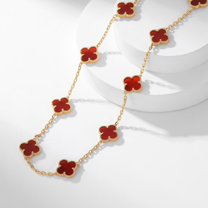 [CharmAmor]CLOVER 10 MOTIFS CARNELIAN NECKLACE
