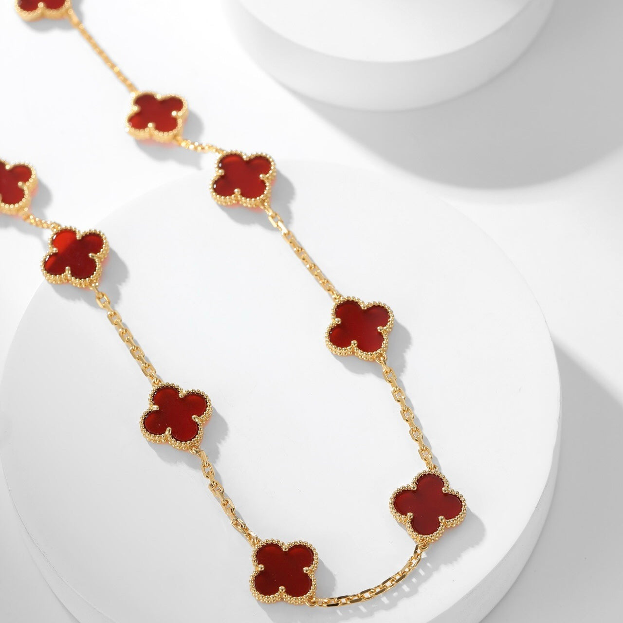 [CharmAmor]CLOVER 10 MOTIFS CARNELIAN NECKLACE