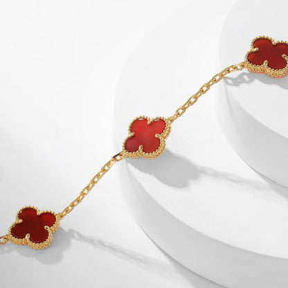 [CharmAmor]CLOVER 10 MOTIFS CARNELIAN NECKLACE