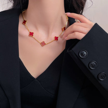 [CharmAmor]CLOVER 10 MOTIFS CARNELIAN NECKLACE