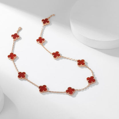 [CharmAmor]CLOVER 10 MOTIFS CARNELIAN NECKLACE