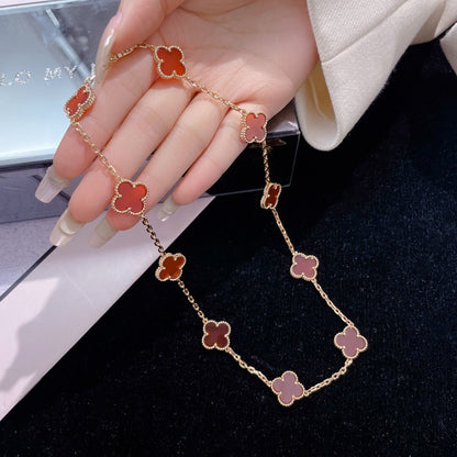 [CharmAmor]CLOVER 10 MOTIFS CARNELIAN NECKLACE