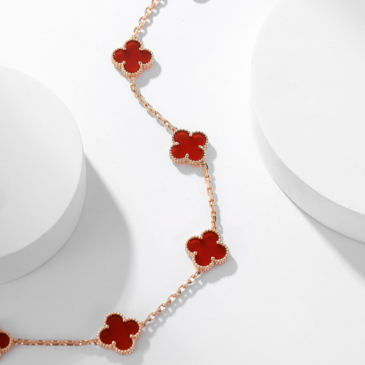 [CharmAmor]CLOVER 10 MOTIFS CARNELIAN NECKLACE