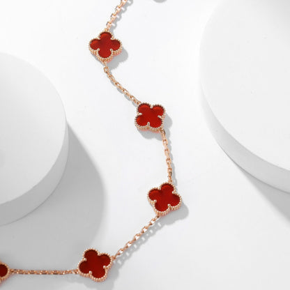 [CharmAmor]CLOVER 10 MOTIFS CARNELIAN NECKLACE