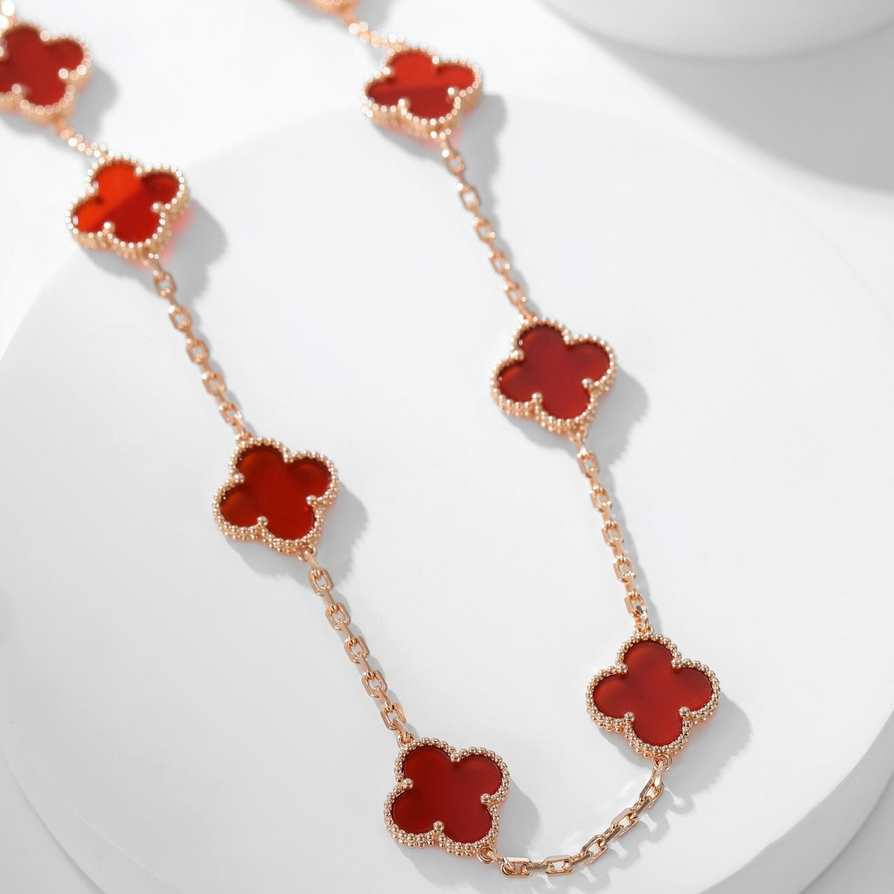 [CharmAmor]CLOVER 10 MOTIFS CARNELIAN NECKLACE