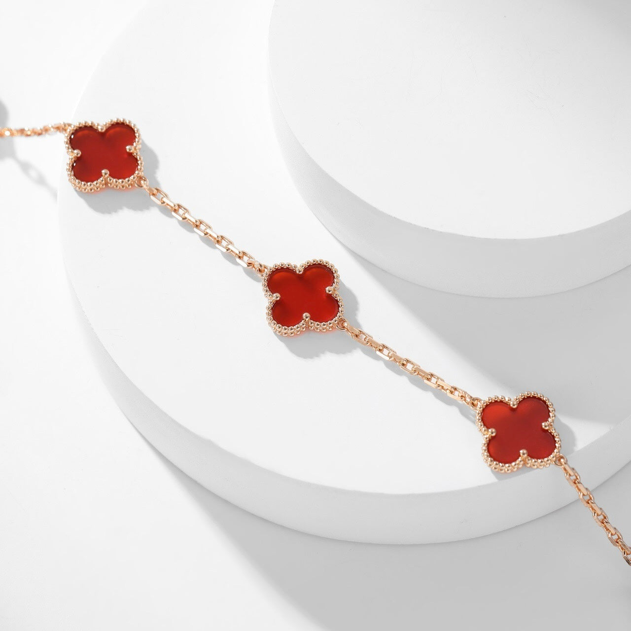 [CharmAmor]CLOVER 10 MOTIFS CARNELIAN NECKLACE