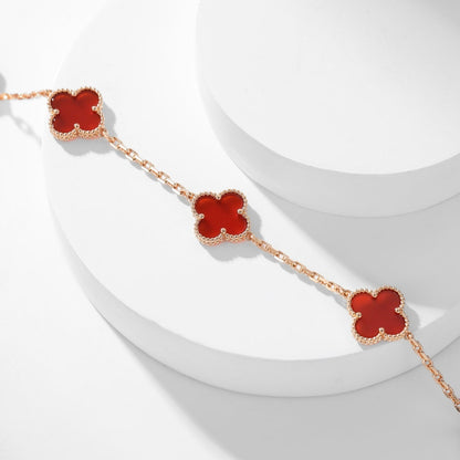 [CharmAmor]CLOVER 10 MOTIFS CARNELIAN NECKLACE