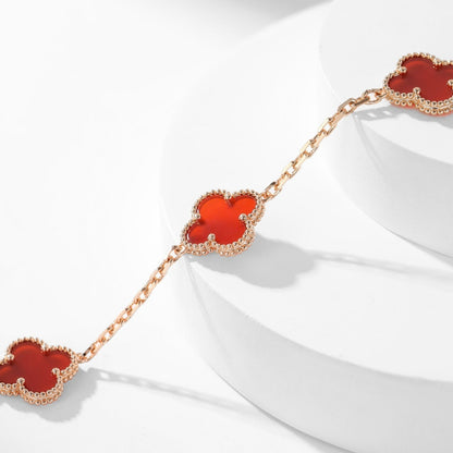 [CharmAmor]CLOVER 10 MOTIFS CARNELIAN NECKLACE