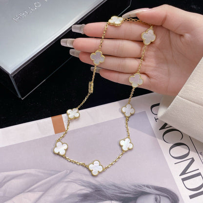 [CharmAmor]CLOVER 10 MOTIFS WHITE MOTHER OF PEARL NECKLACE
