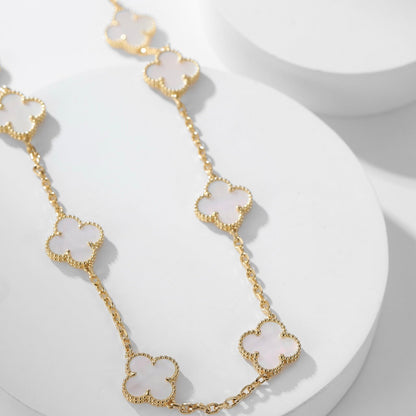 [CharmAmor]CLOVER 10 MOTIFS WHITE MOTHER OF PEARL NECKLACE