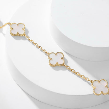 [CharmAmor]CLOVER 10 MOTIFS WHITE MOTHER OF PEARL NECKLACE