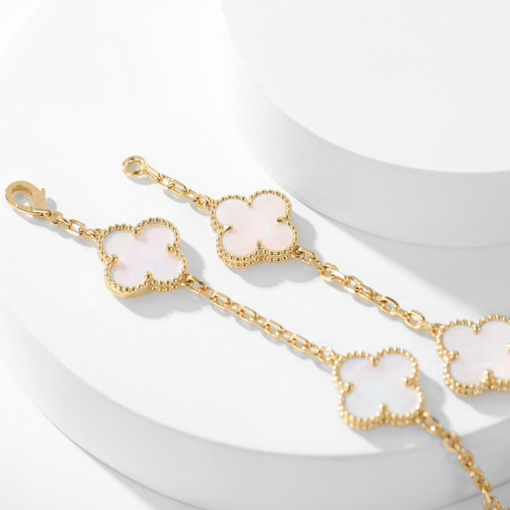 [CharmAmor]CLOVER 10 MOTIFS WHITE MOTHER OF PEARL NECKLACE