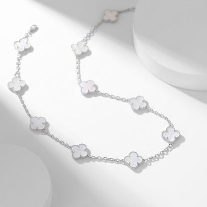 [CharmAmor]CLOVER 10 MOTIFS WHITE MOTHER OF PEARL NECKLACE