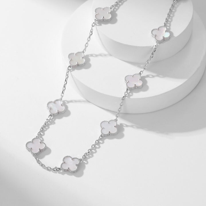 [CharmAmor]CLOVER 10 MOTIFS WHITE MOTHER OF PEARL NECKLACE