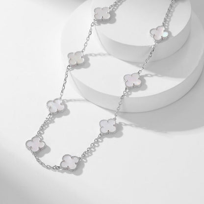 [CharmAmor]CLOVER 10 MOTIFS WHITE MOTHER OF PEARL NECKLACE