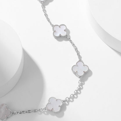 [CharmAmor]CLOVER 10 MOTIFS WHITE MOTHER OF PEARL NECKLACE