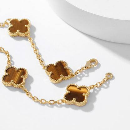 [CharmAmor]CLOVER 10 MOTIFS TIGER EYE NECKLACE