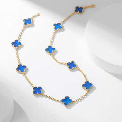 [CharmAmor]CLOVER 10 MOTIFS BLUE AGATE NECKLACE