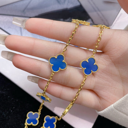 [CharmAmor]CLOVER 10 MOTIFS BLUE AGATE NECKLACE