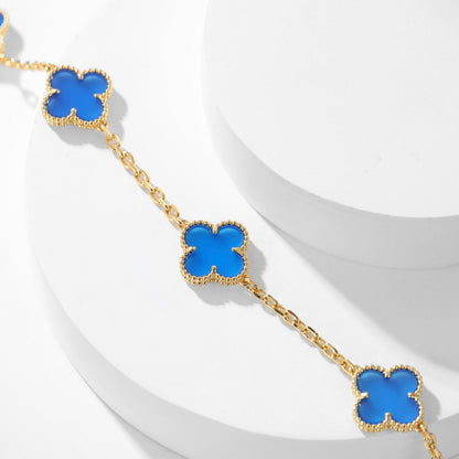 [CharmAmor]CLOVER 10 MOTIFS BLUE AGATE NECKLACE