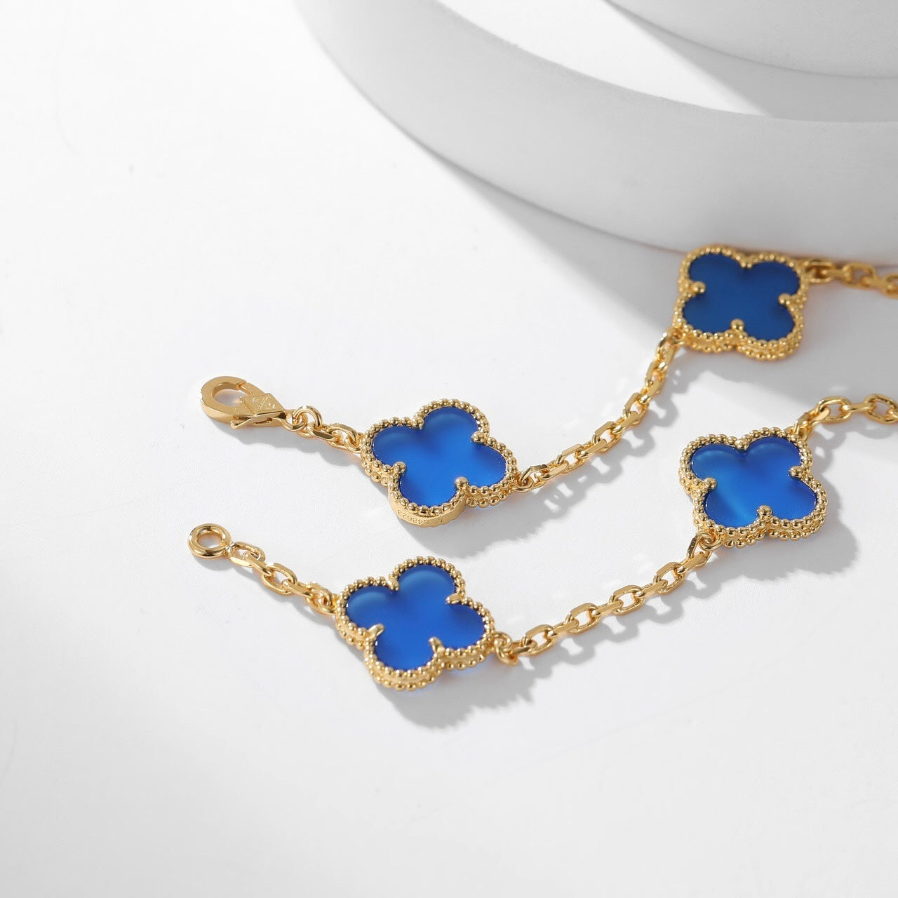 [CharmAmor]CLOVER 10 MOTIFS BLUE AGATE NECKLACE