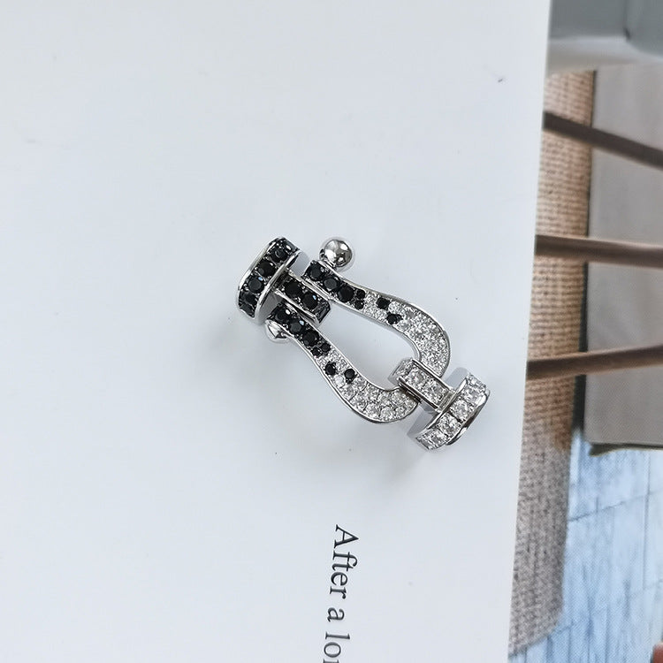 [CharmAmor]FORCE LARGE HORSESHOE BLACK WHITE DIAMOND BRACELET ROSE GOLD