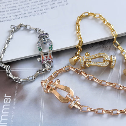 [CharmAmor]FORCE LARGE HORSESHOE CLASP  METAL BRACELET
