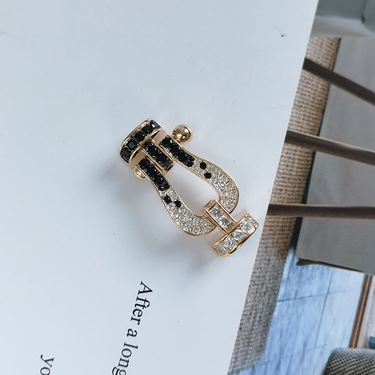[CharmAmor]FORCE LARGE HORSESHOE BLACK WHITE DIAMOND BRACELET ROSE GOLD