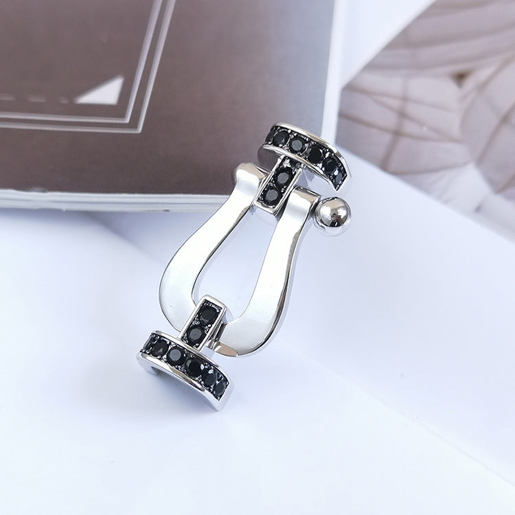 [CharmAmor]FORCE LARGE HORSESHOE BLACK DIAMOND BRACELET SILVER