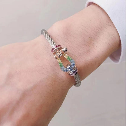 [CharmAmor]FORCE LARGE HORSESHOE  COLORED DIAMOND BRACELET ROSE GOLD