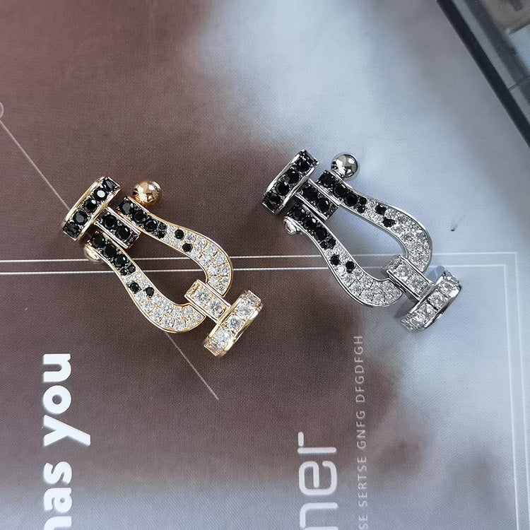 [CharmAmor]FORCE LARGE HORSESHOE BLACK WHITE DIAMOND BRACELET ROSE GOLD